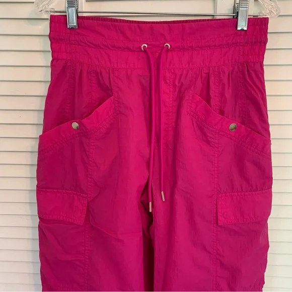 Athleta x Alicia Keys Keys High Waist Utility Pants Women 8 Hot Pink Nylon Cargo - Picture 2 of 16